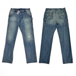 All Time High Ellis Double Knee Jeans Desert Indigo L NWT 36X 37 Selvedge Cuff